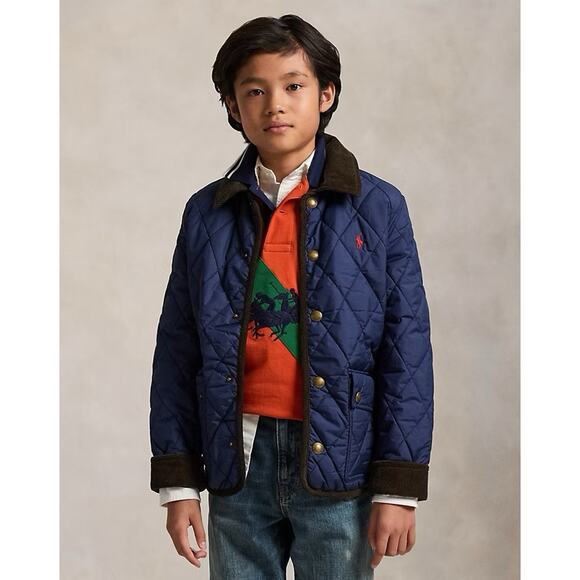 Polo Ralph Lauren Jacket Boys Size Large 14 16 Quilted Corduroy Collar Barn Coat - Picture 1 of 14